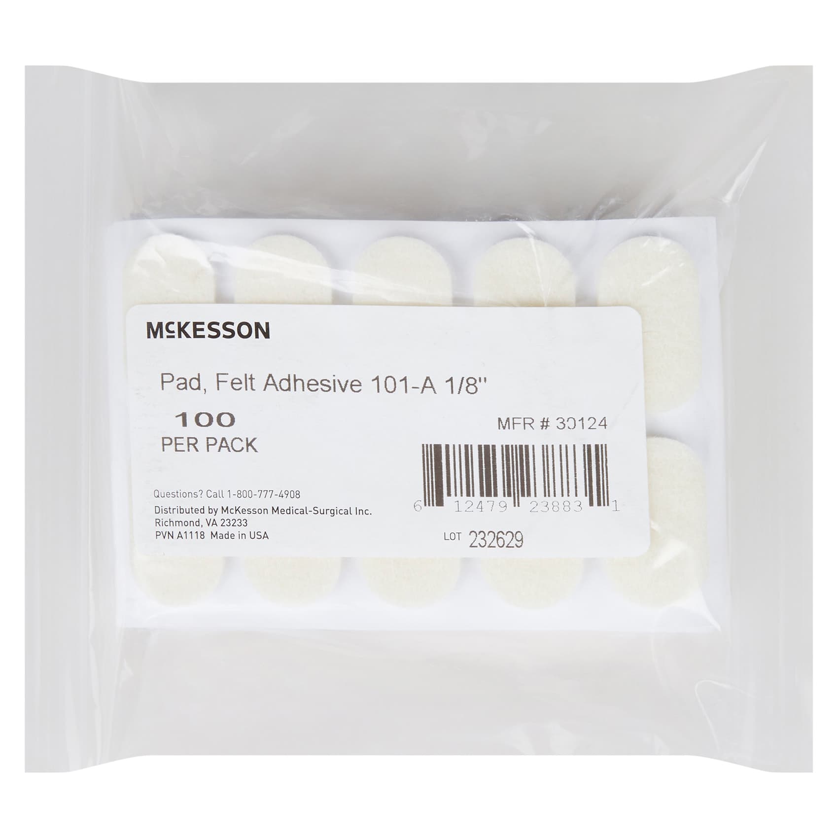 McKesson Pedi-Pad Protective Pad White Adhesive Size 101-A Donut, 1/8 Inch Thick - Case of 2000 - Image 1