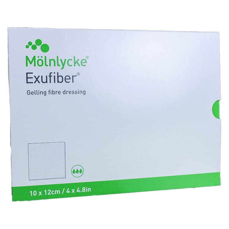 Exufiber Gelling Fiber Dressing, 4 x 4-4/5 Inch - Box of 10 - Image 1