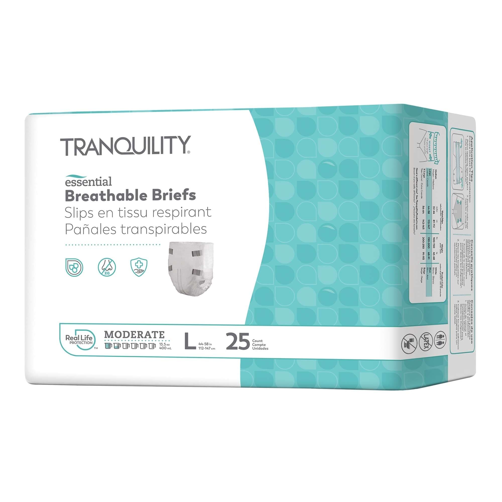 Tranquility Essential Moderate Breathable Briefs, Large - Case of 100 - Image 1