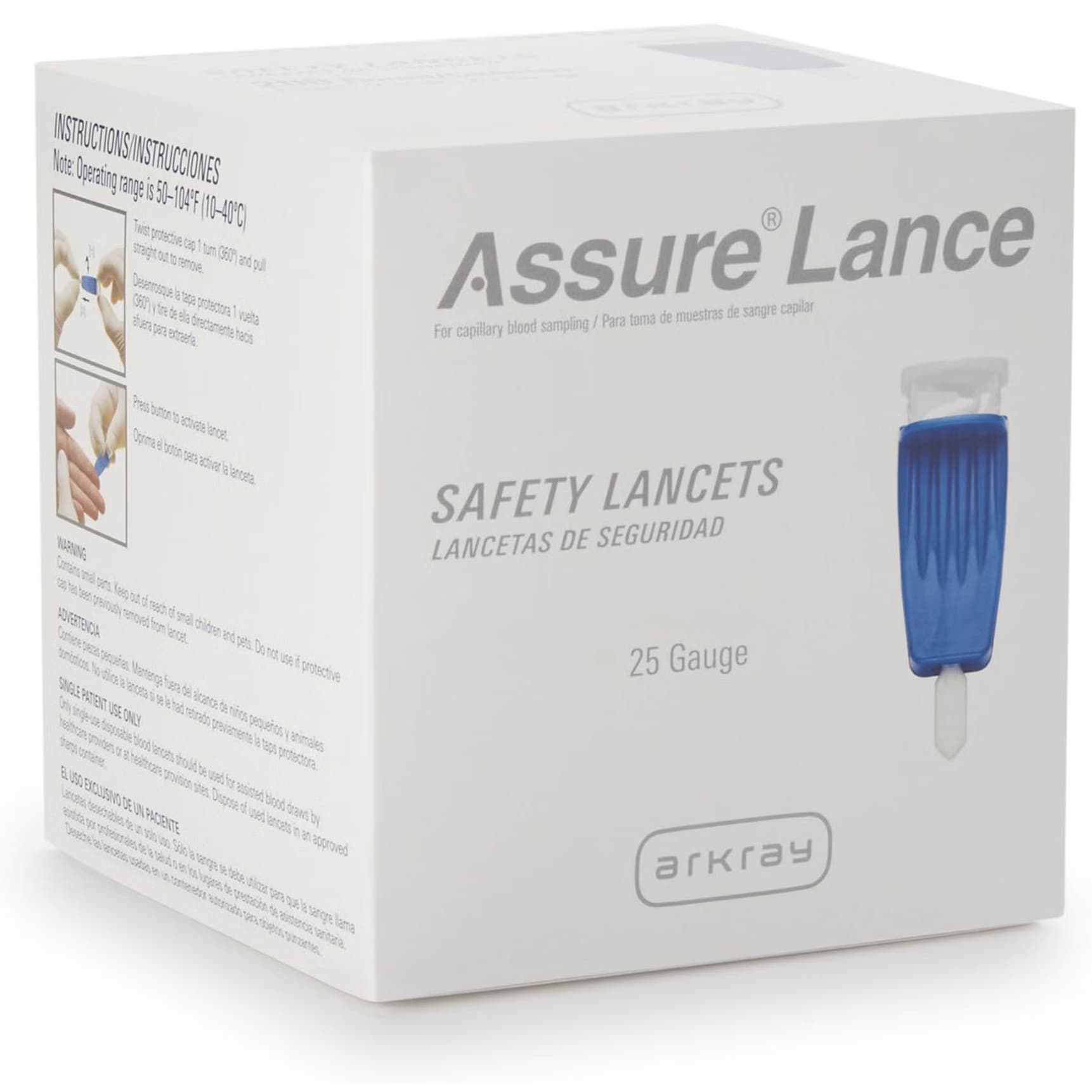 Arkray Assure Lance Plus Safety Lancet, 25 Gauge, Dark Blue - Box of 100 - Image 2