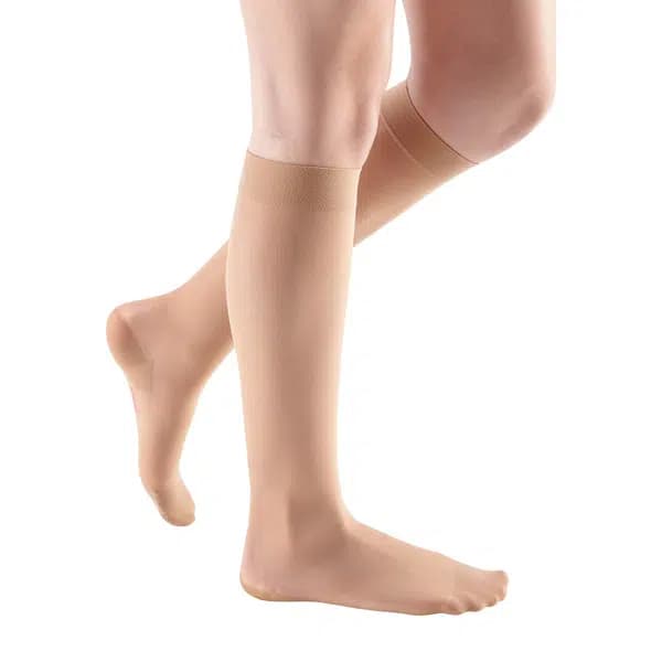 Mediven Sheer & Soft Standard Calf High Compression Stockings, 15-20mmHg, Closed Toe, Size V, Toffee - Pair - Image 1