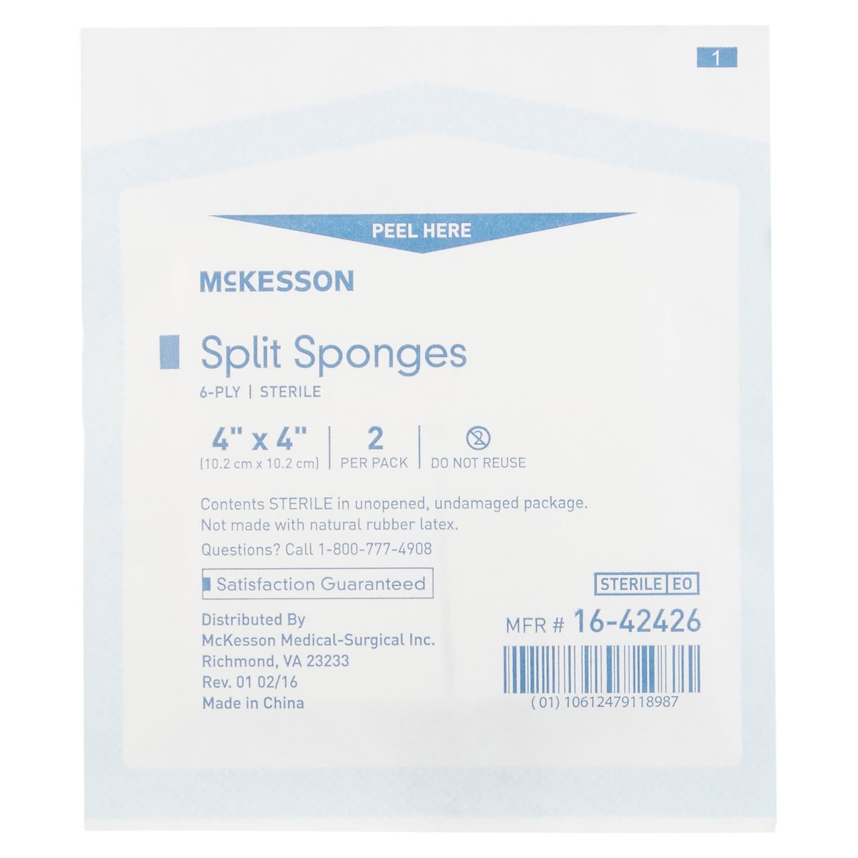 McKesson Polyester-Rayon IV Split Sponge, 4 x 4 Inch - Box of 50 - Image 1