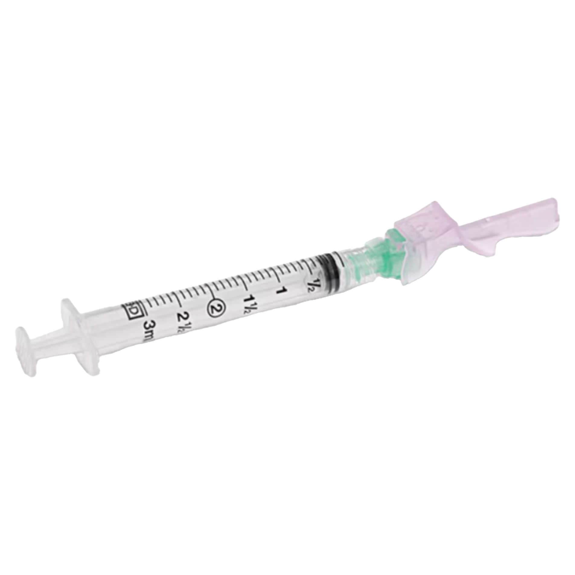 BD Eclipse Safety Hypodermic Syringe with Needle, Luer Lock Tip, 3 mL, 21 Gauge, 1 Inch - Case of 300 - Image 1