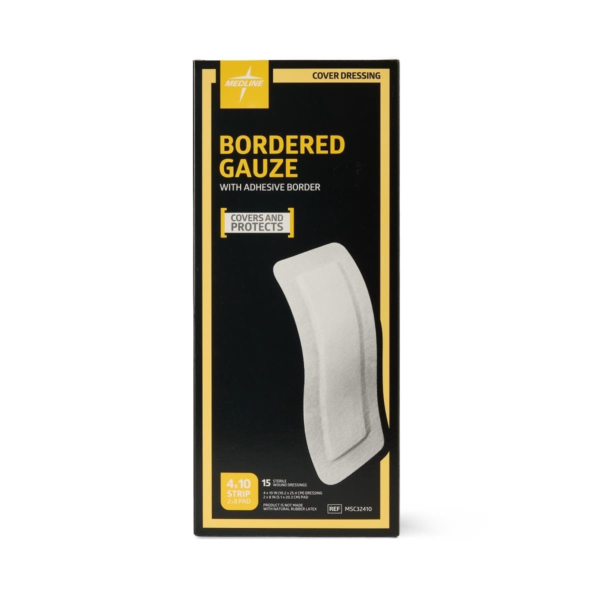 Medline Bordered Island Wound Dressing, 4 x 10 Inch - Box of 15 - Image 1