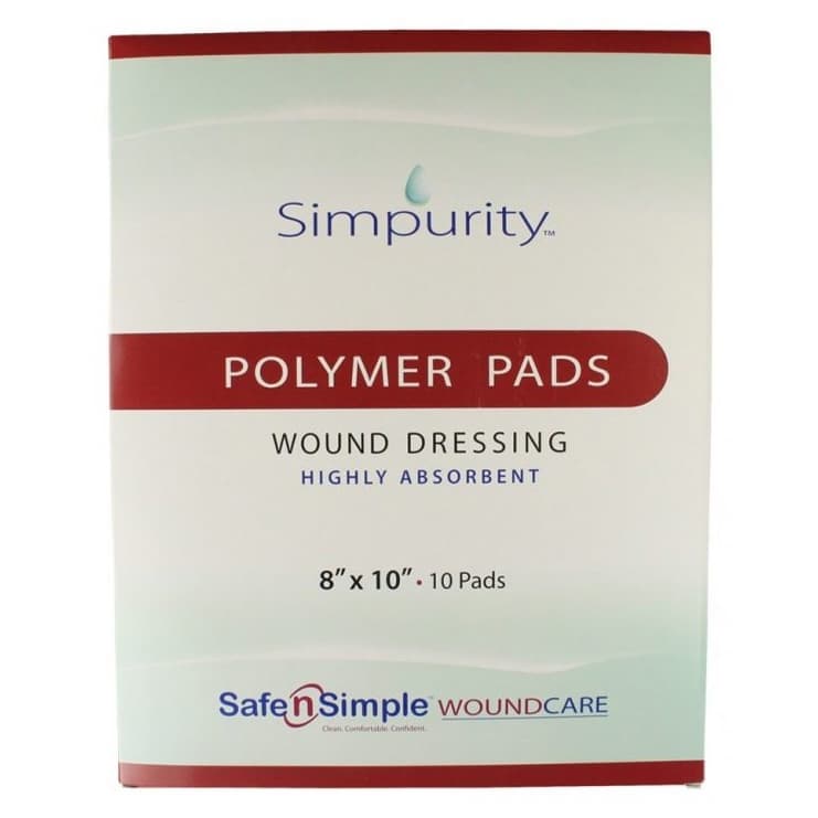 Simpurity Absorbent Polymer Pad Dressing, 8 x 10 Inch - Box of 10 - Image 1