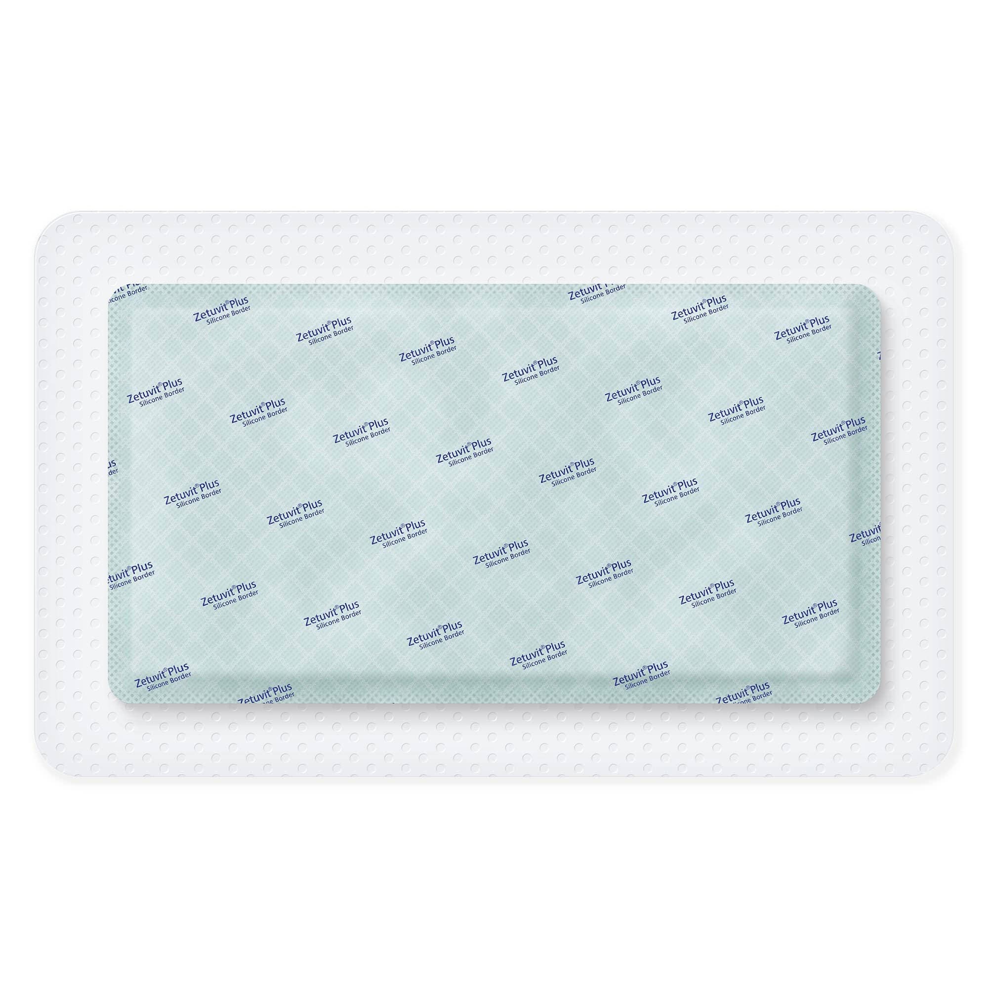 Zetuvit Plus Silicone Border Super Absorbent Dressing, 6 x 10 Inch - Each - Image 1