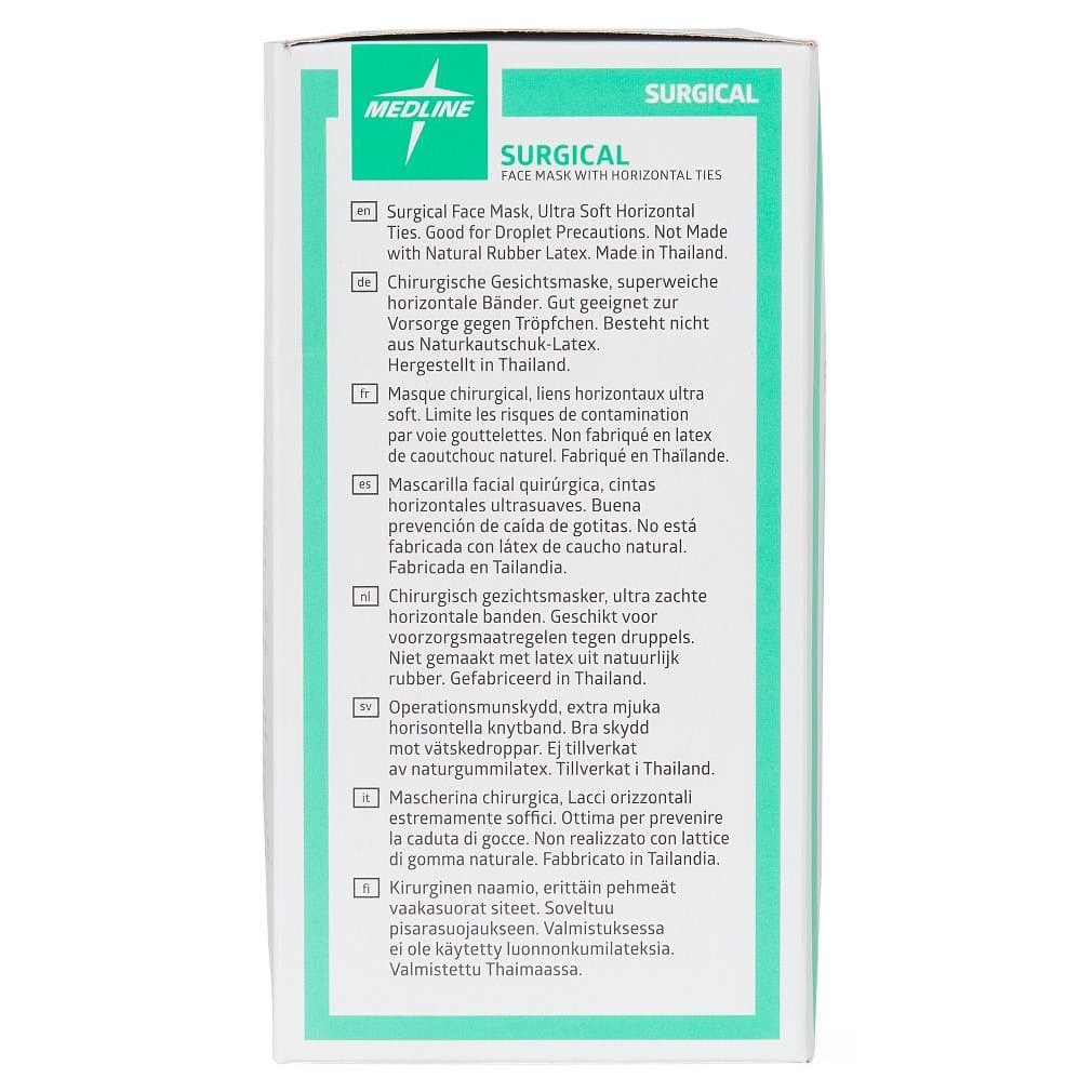 Medline ASTM Level 1 Surgical Mask with Horizontal Ties, Blue - Image 2