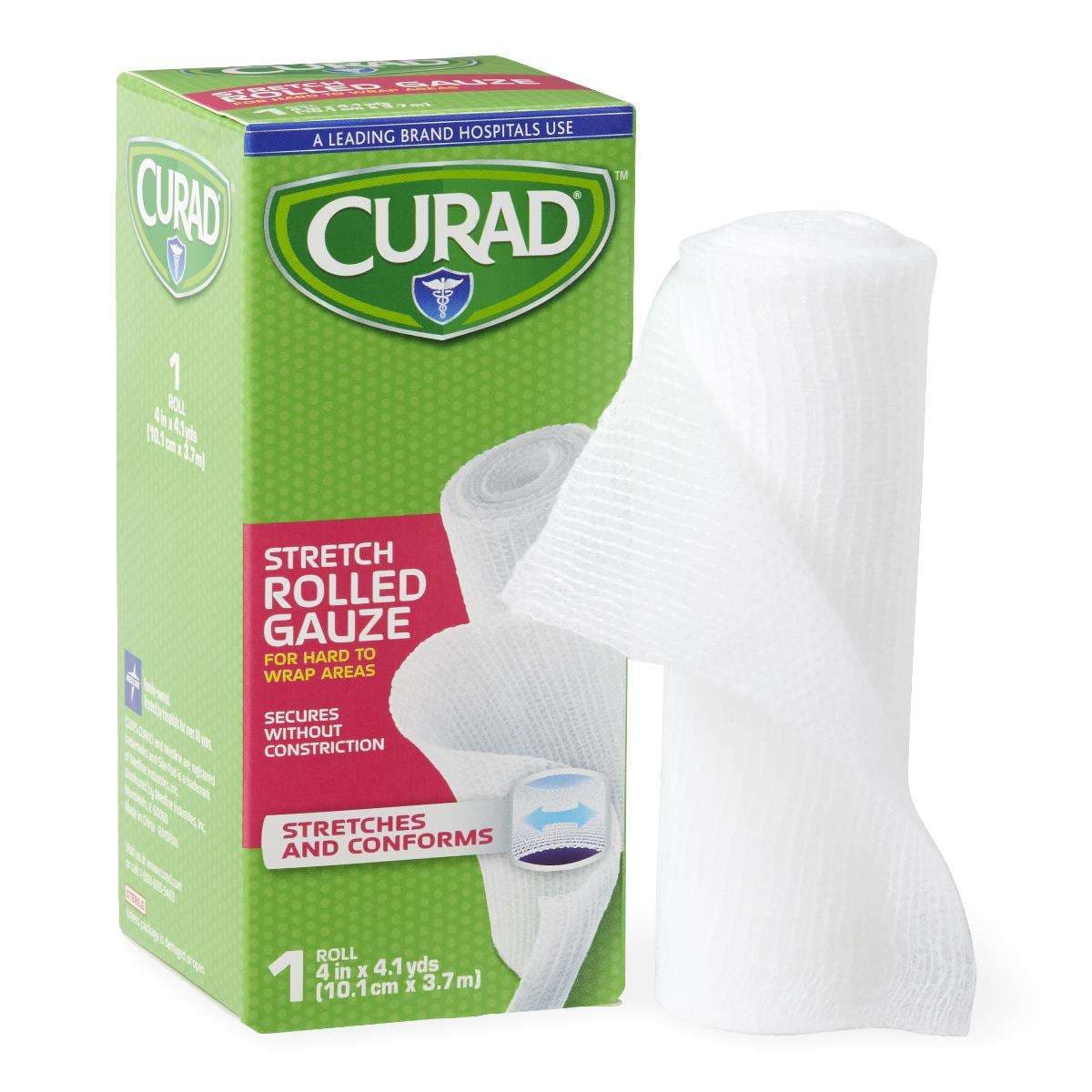 Curad Stretch Rolled Gauze, 4 Inch x 4.1 Yard - Case of 24 - Image 1