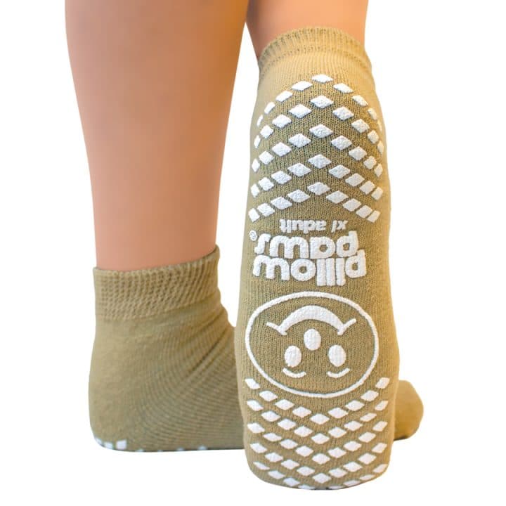 Principle Disposable Ankle High Terry Cloth Slipper Socks, X-Large, Tan - Case of 48 - Image 1