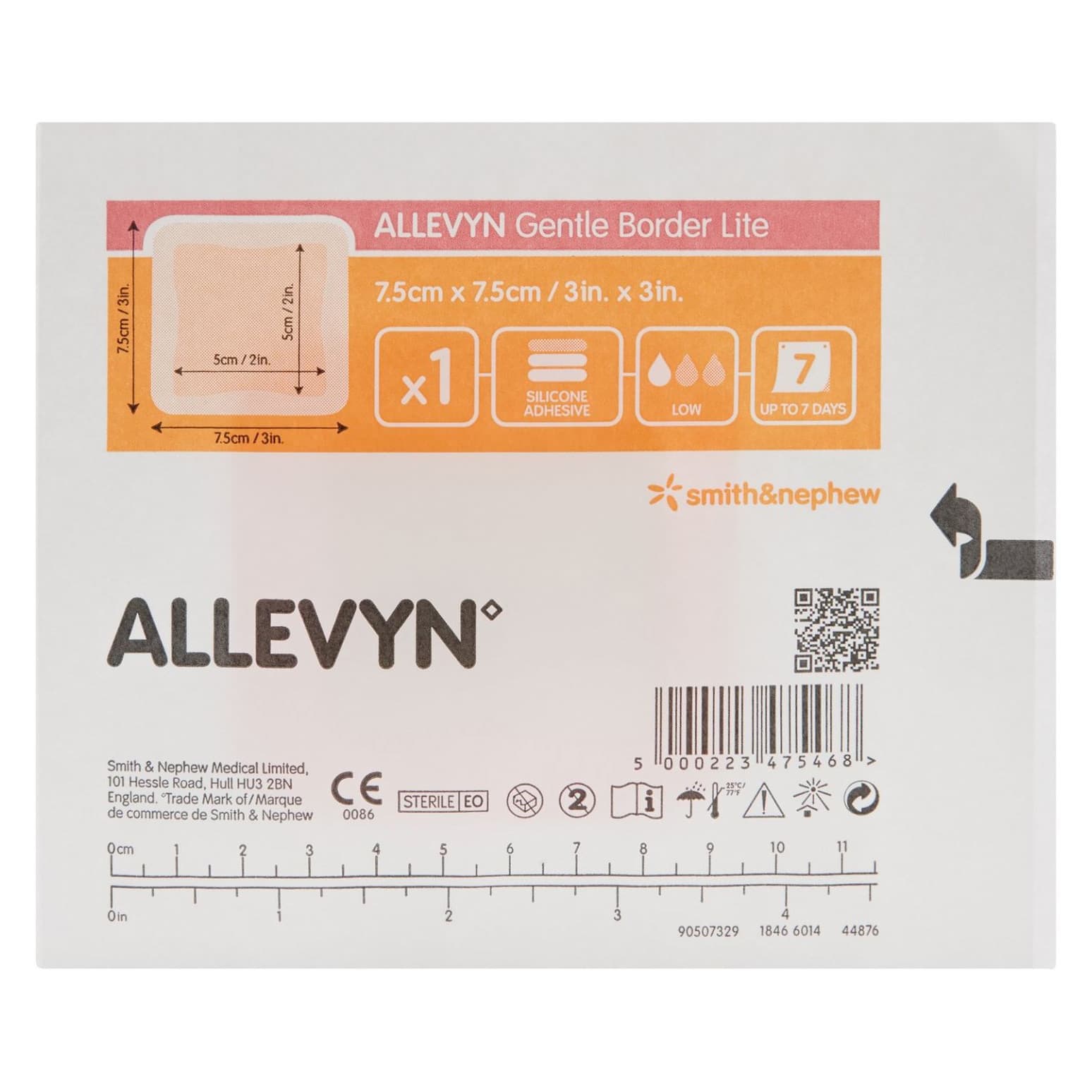 Allevyn Gentle Border Lite Adhesive Hydrocellular Foam Dressing, 3" x 3" - Image 1