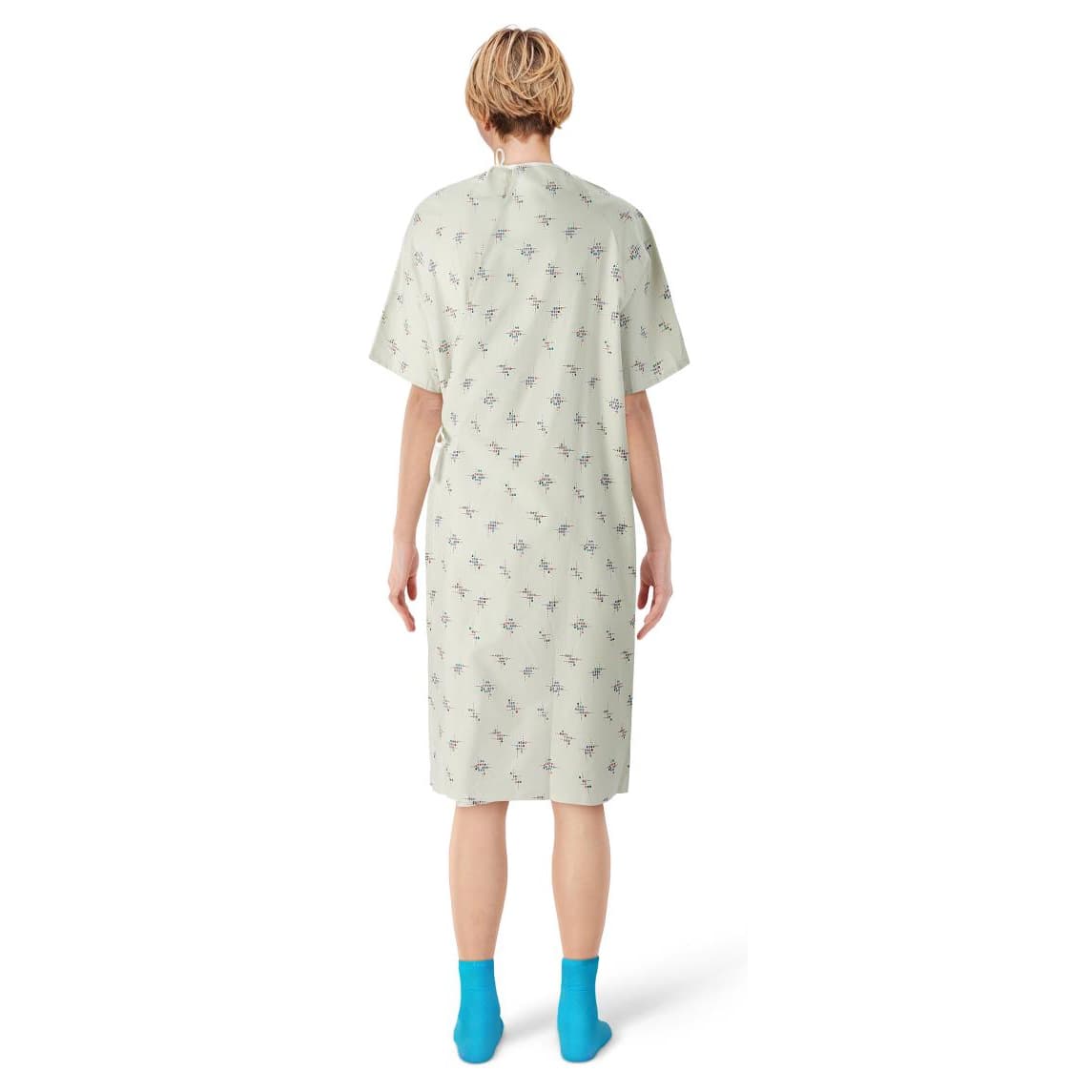 Medline Cotton/Poly Blend Patient Gown with Side Ties, Gray - 1 Dozen - Image 2