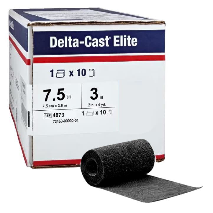 Delta-Cast Elite Polyester Cast Tape, Black, 3 Inch x 4 Yard - Box of 10 - Image 1