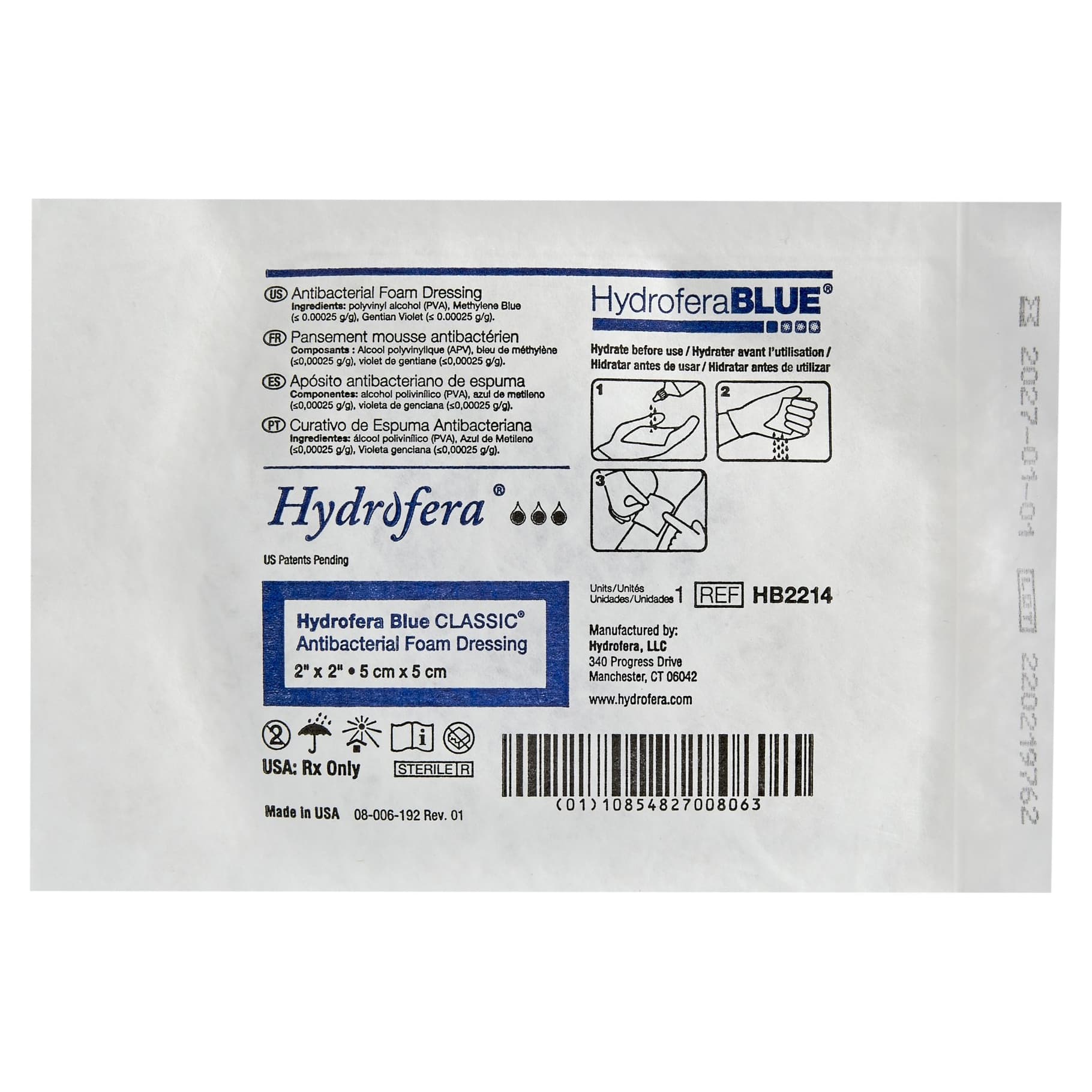 Hydrofera Blue Classic Antibacterial Foam Dressing, 2 x 2 Inch - Each - Image 1