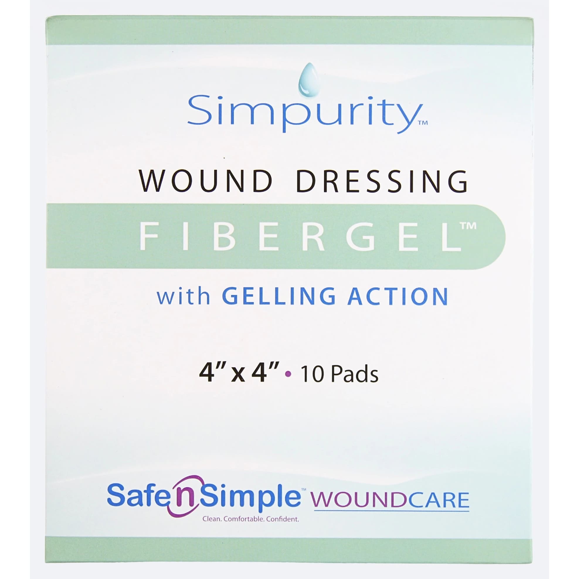 Simpurity Fibergel Wound Dressing, 4 x 4 Inch - Box of 10 - Image 1