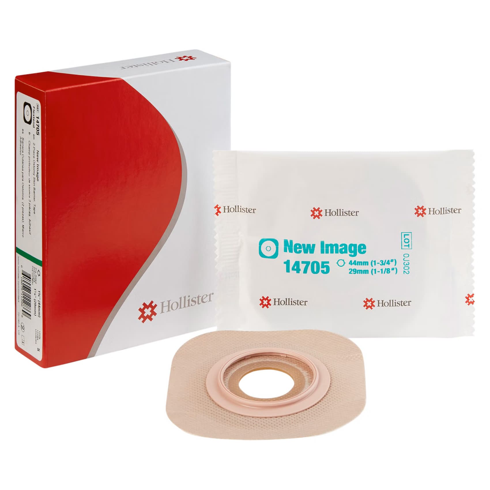 New Image Flat Flextend Skin Barrier, 1-1/8 Inch Stoma, 1-3/4 Inch Flange - Box of 5 - Image 1