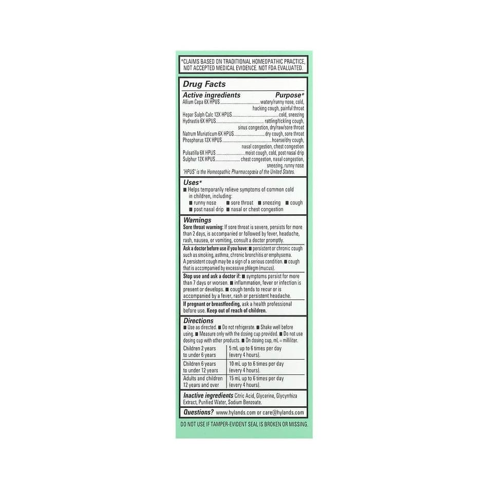 Hyland's 4 Kids Cold & Mucus Syrup, 4 oz - Each - Image 2