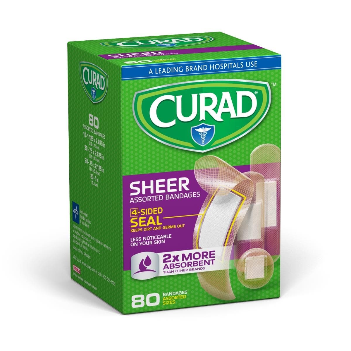 Curad Sheer Adhesive Bandages, Assorted Sizes - Case of 1920 - Image 1