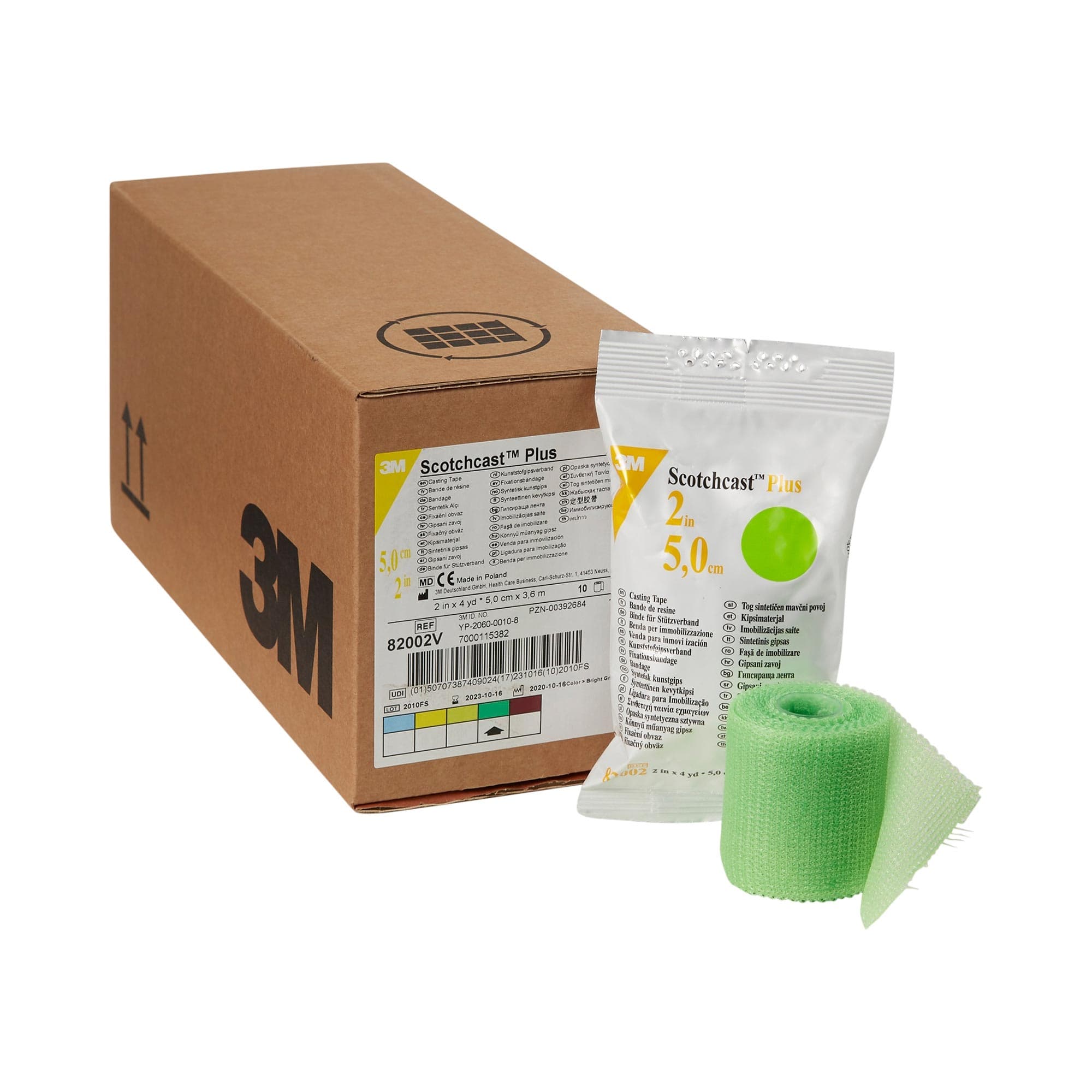 3M Scotchcast Plus Cast Tape, 2 Inch X 4 Yard, Bright Green - Case of 10 - Image 1