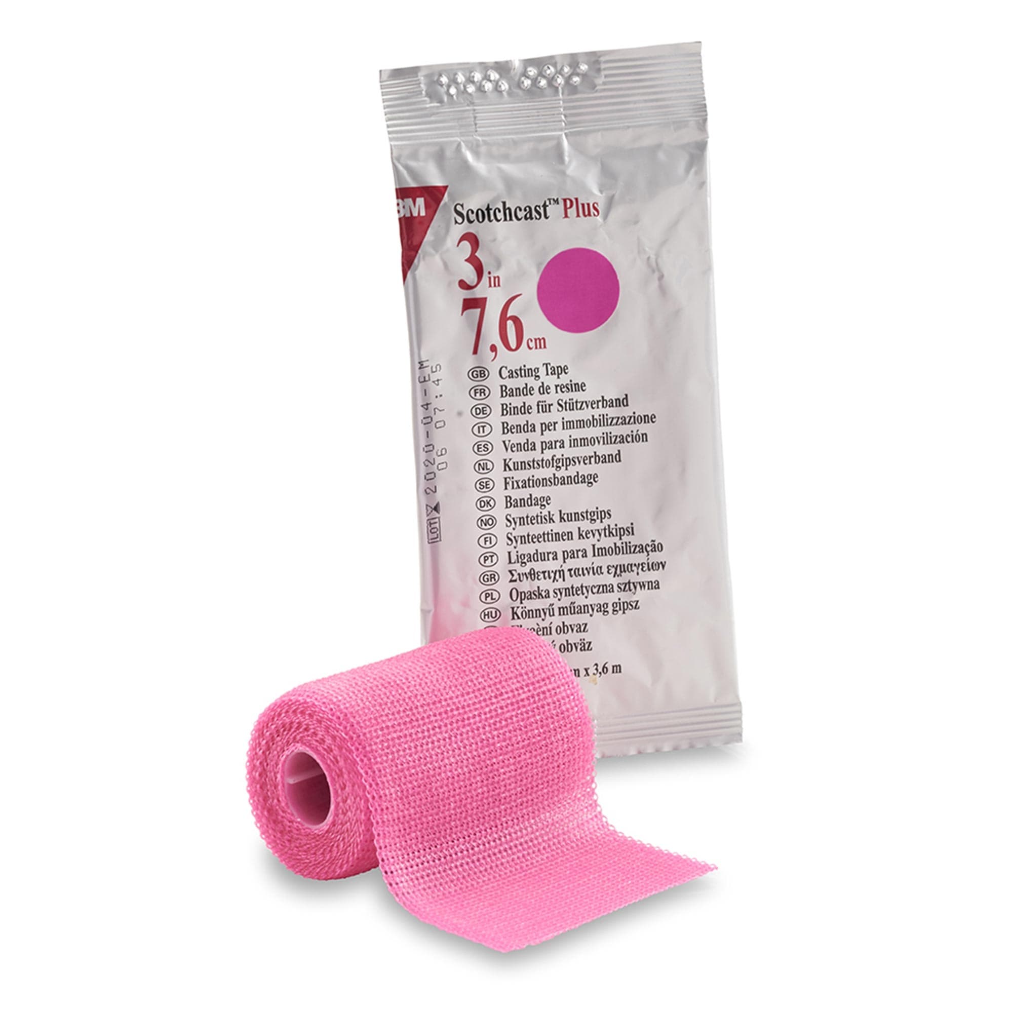 3M Scotchcast Plus Cast Tape, 3 Inch X 4 Yard, Bright Pink - Each - Image 1