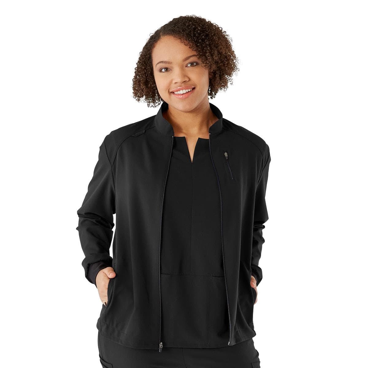 Medline Solano AVE Women's Scrub Jackets, Black, Extra Large - Image 1