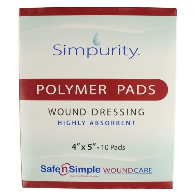 Simpurity Absorbent Polymer Pad Dressing, 4 x 5 Inch - Box of 10 - Image 1