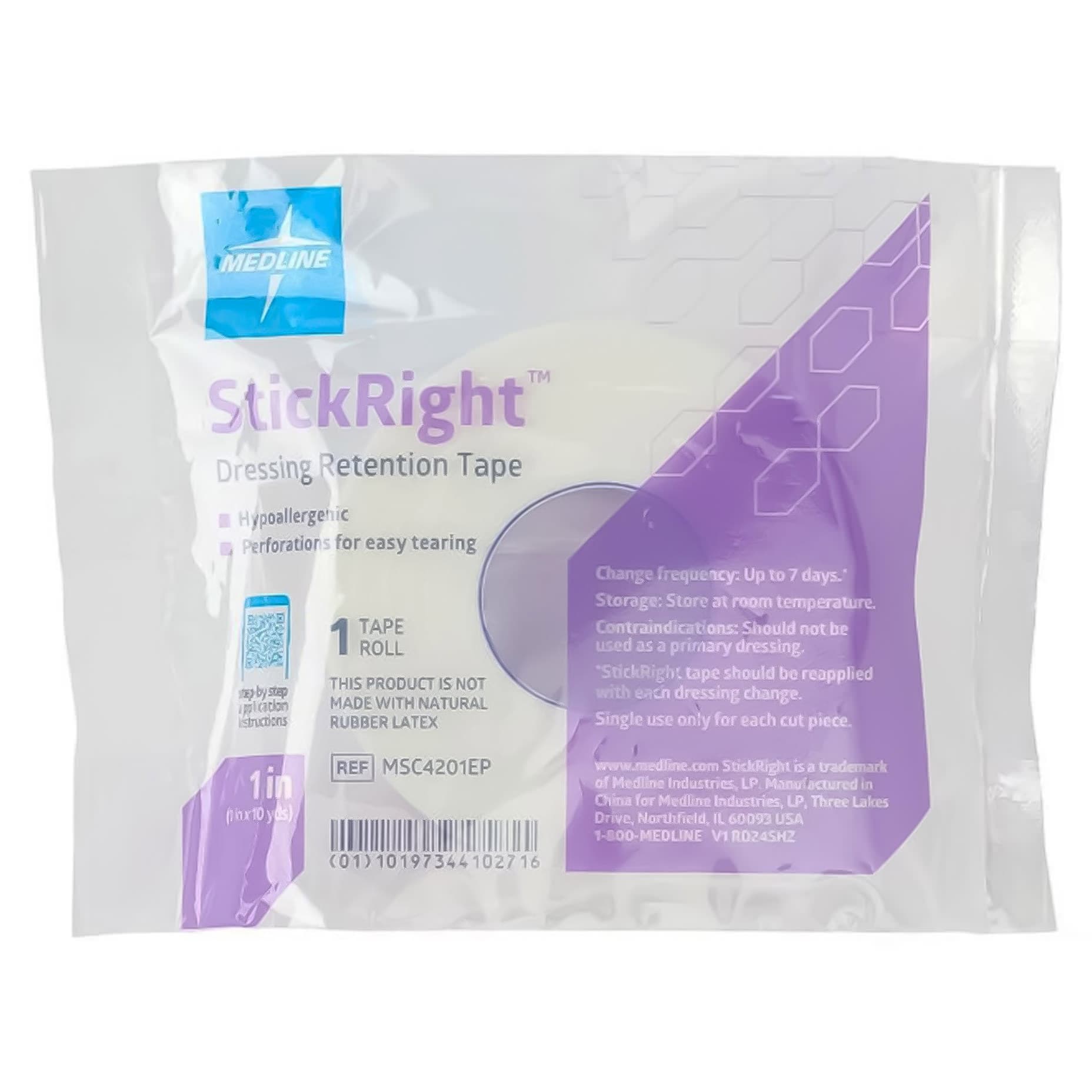 Medline StickRight Nonwoven Retention Tape, 1 Inch x 10 Yard - Each - Image 1