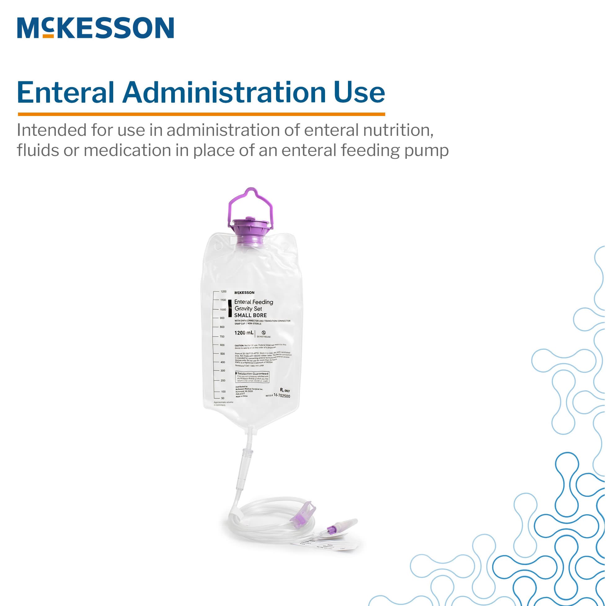 McKesson Gravity Feeding Bag Set with ENFit Connector - Image 4