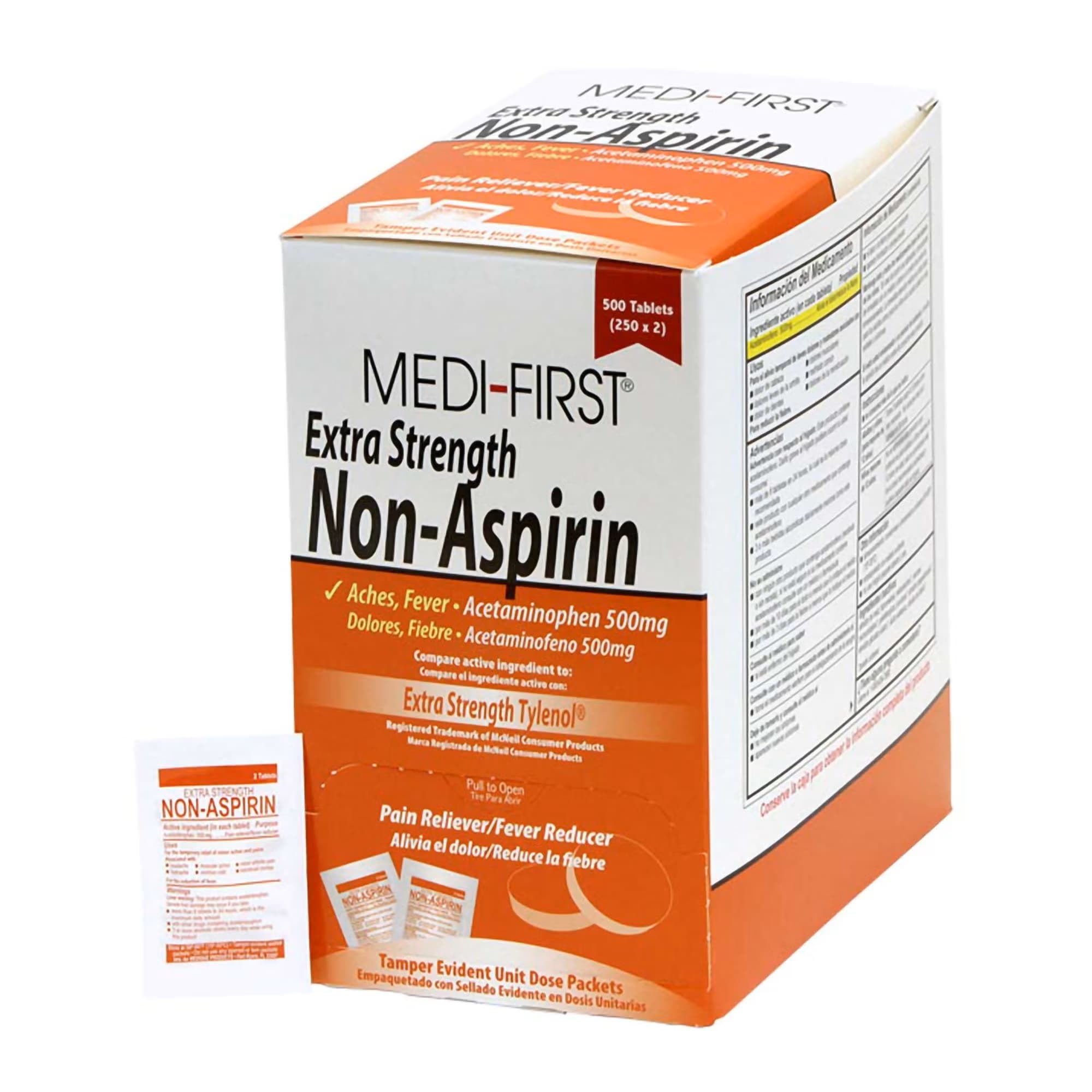 Medi-First Acetaminophen Pain and Fever Reliever Tablet - Box of 250 - Image 1