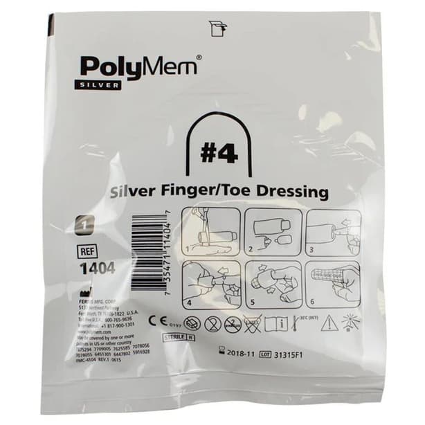 PolyMem Silver Finger and Toe Dressings, 3 to 3-2/5 Inch Circumference - Box of 6 - Image 2