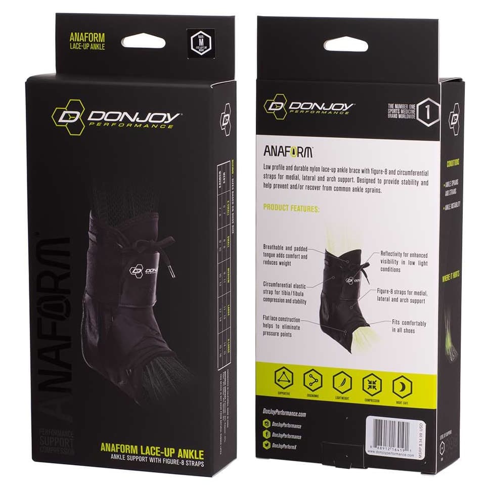 DonJoy Anaform Lace-Up Ankle Brace, Black - Image 5
