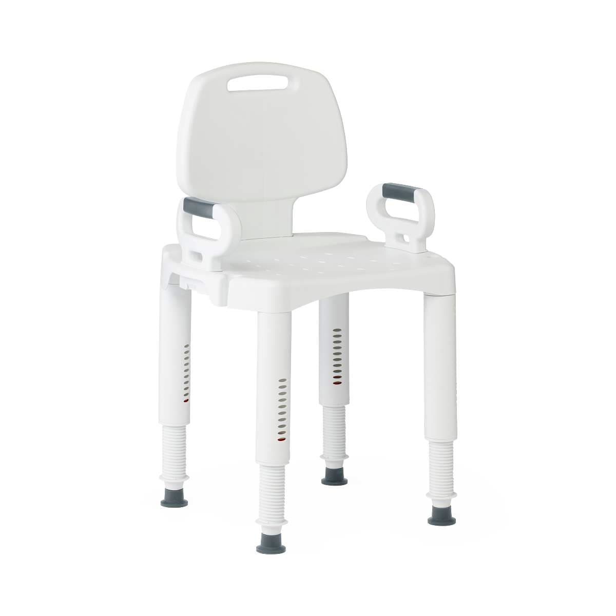 Medline Shower Chair with Backrest and Arms, White - Image 2