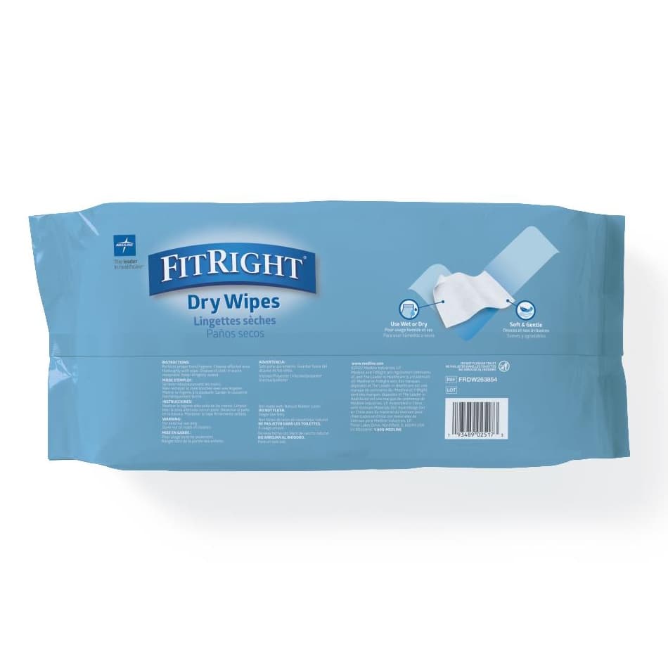 FitRight UltraSoft Dry Personal Wipes, 8 x 8 Inch - Image 5