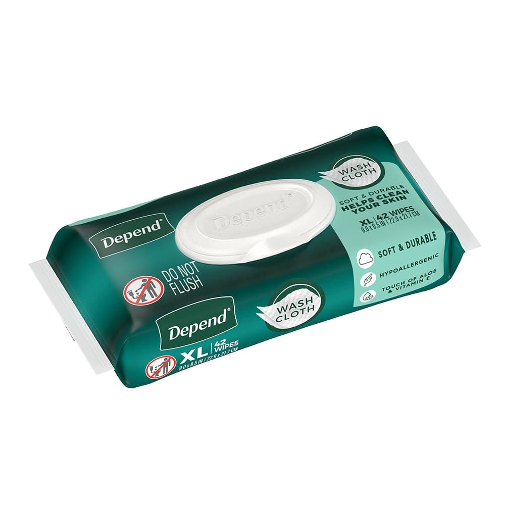 Depend Disposable Washcloths, Extra Large - Pack of 45