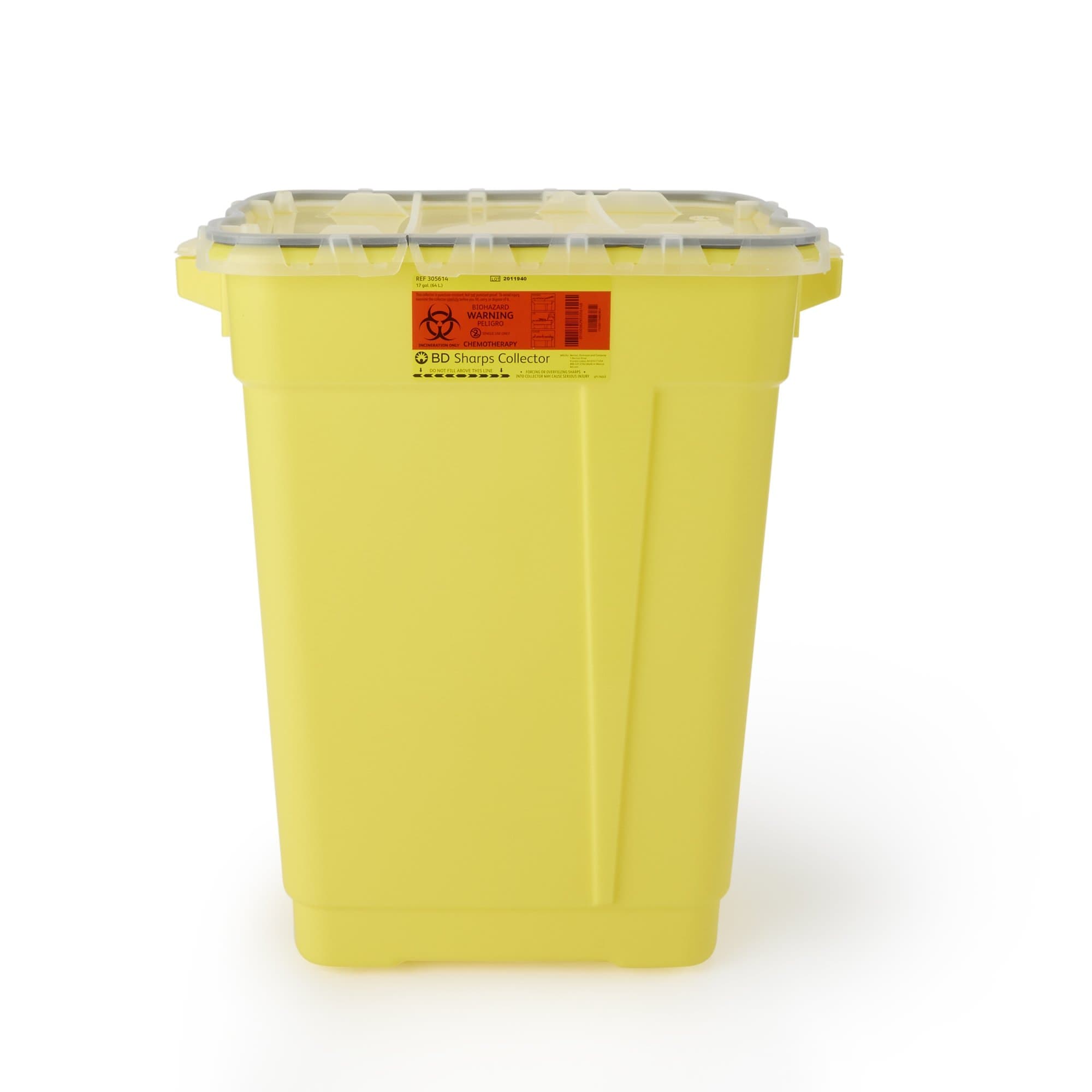 BD Chemotherapy Collectors, Yellow, 17 Gallon, Hinged Top - Case of 5 - Image 1