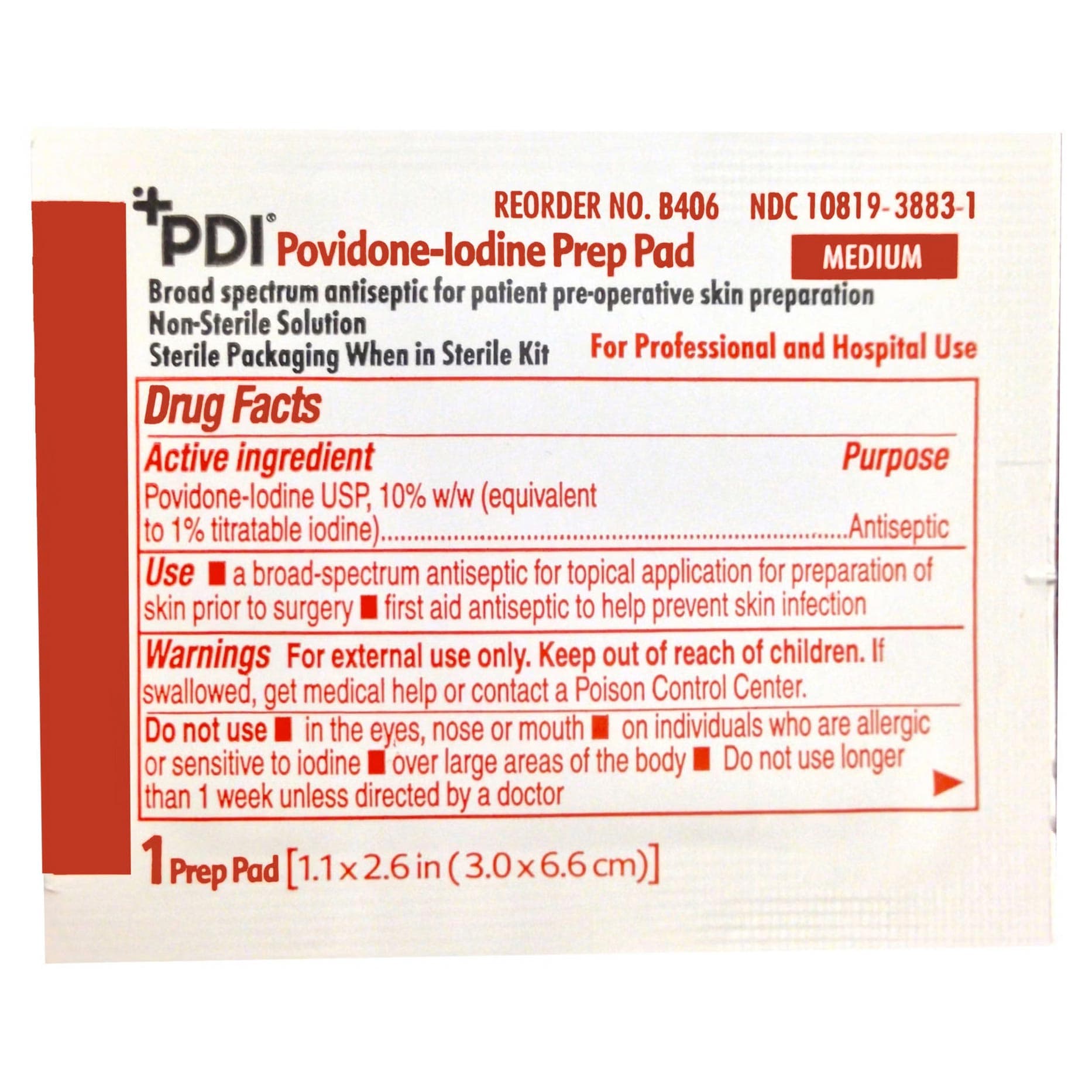 PDI NonWoven Gauge Faint Iodine PVP Prep Pad, 1.19 x 2.25 Inch - Each - Image 1