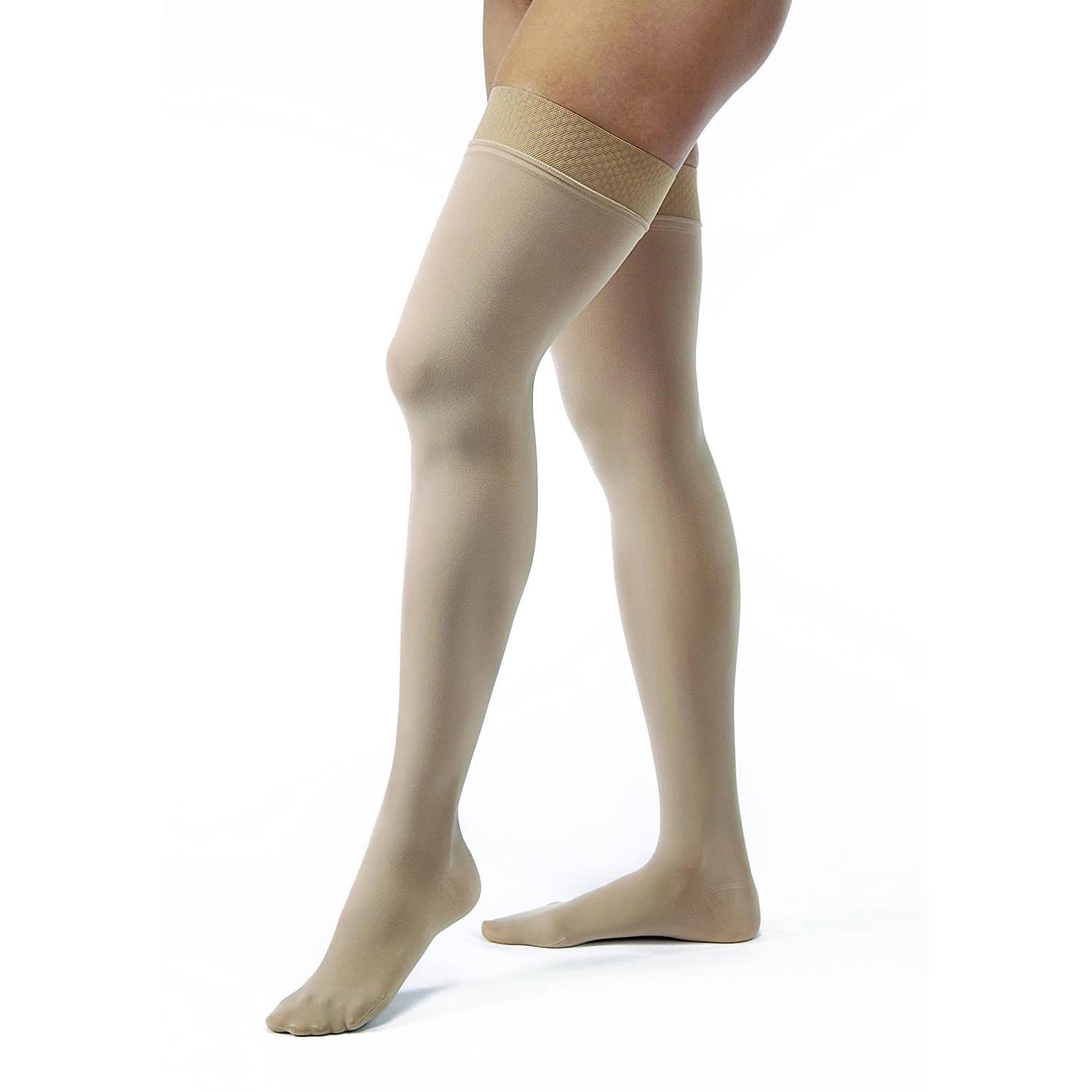 Jobst Opaque Dot Band Compression Stockings, Closed Toe, 15-20 mmHg, Small-Petite, Natural - Pair - Image 1