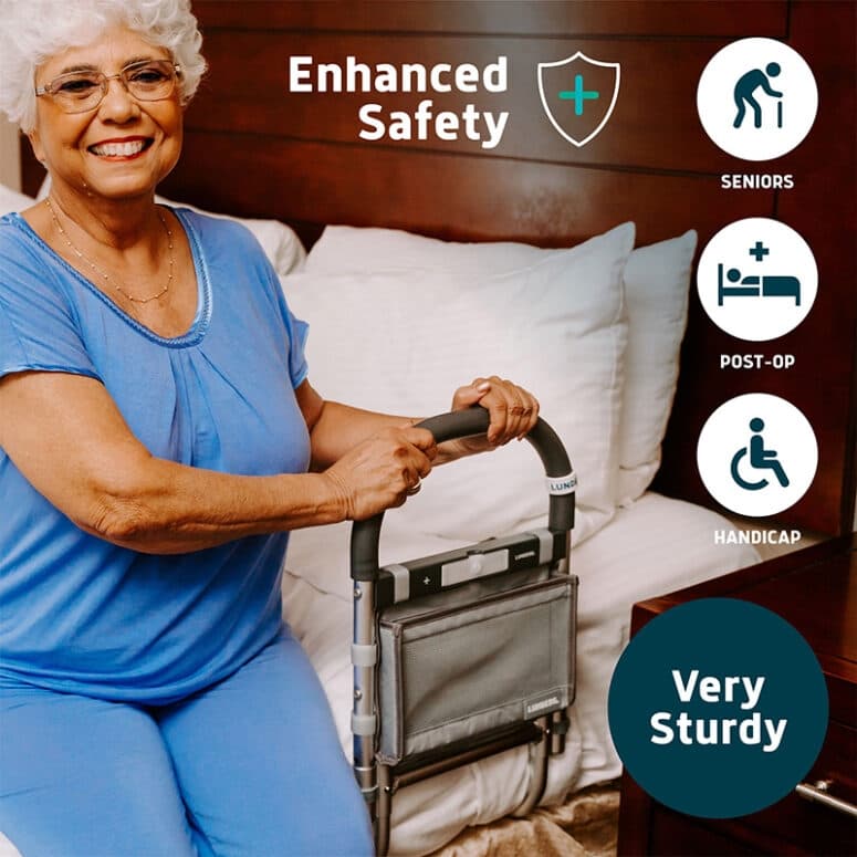 Lunderg Bed Rail for Elderly Adult's Safety with Motion Light - Image 3