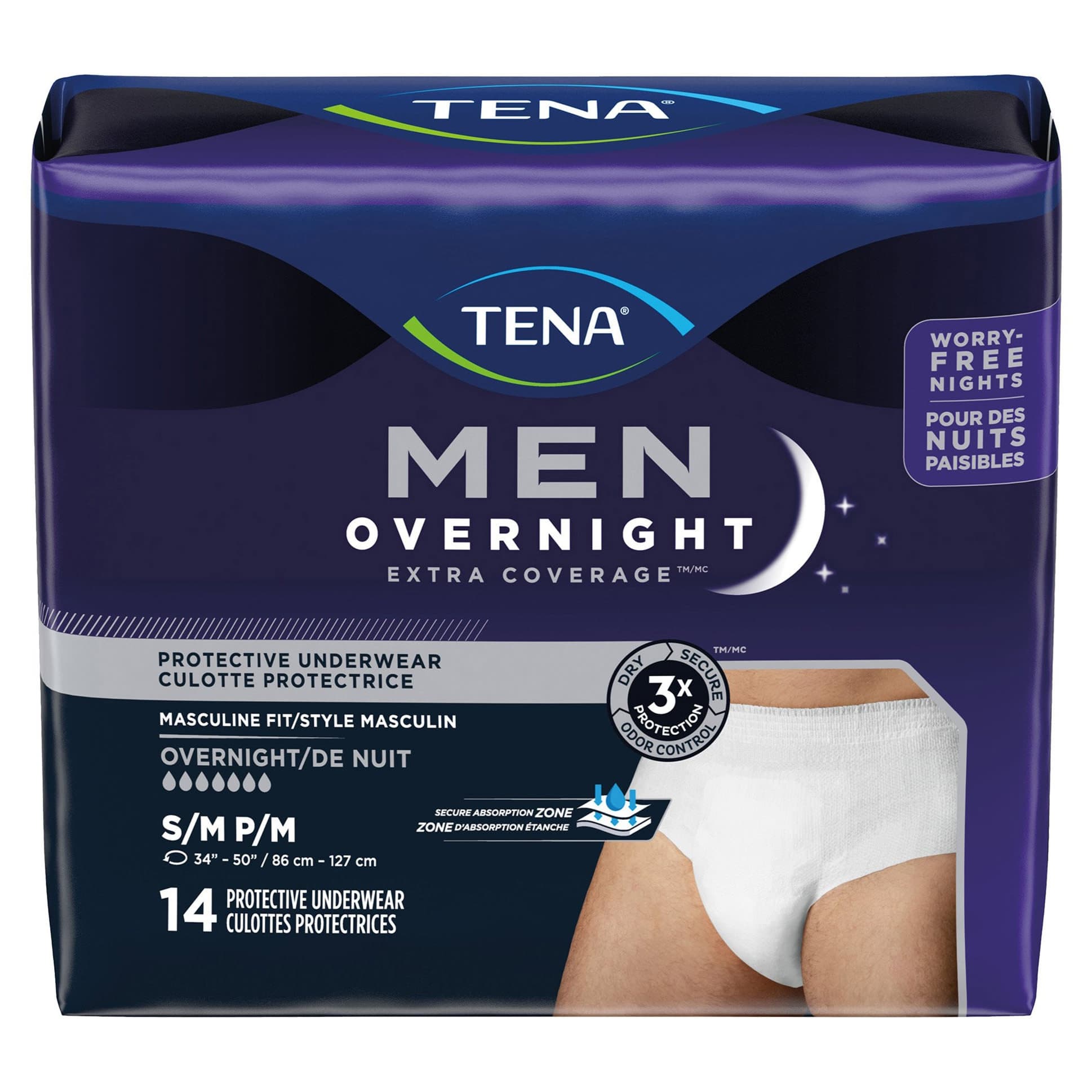 TENA Men Overnight Disposable Underwear, Heavy Absorbency - Image 2
