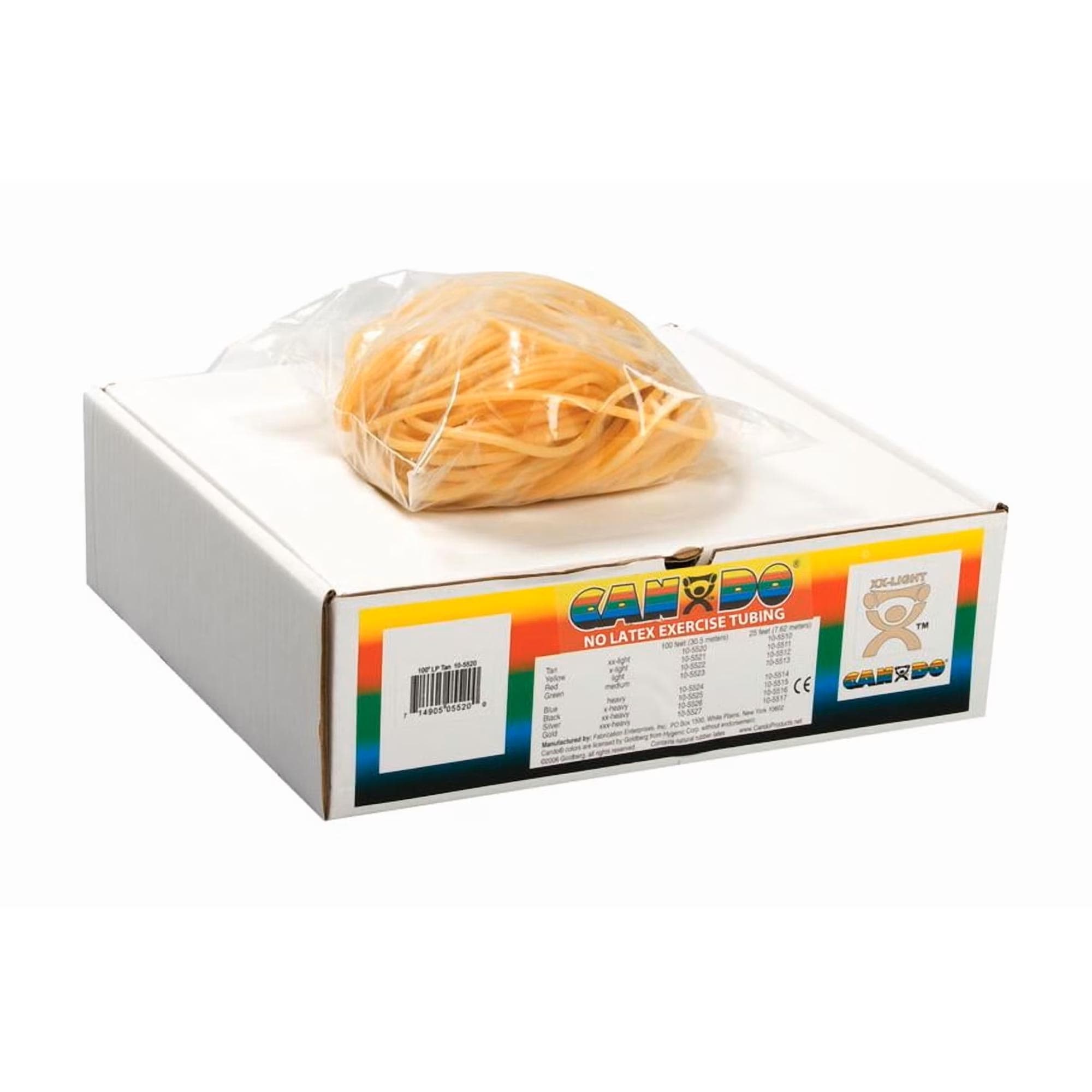 CanDo Latex Free Exercise Tubing, 100 Feet dispenser roll, Tan, 2X Light - Image 1