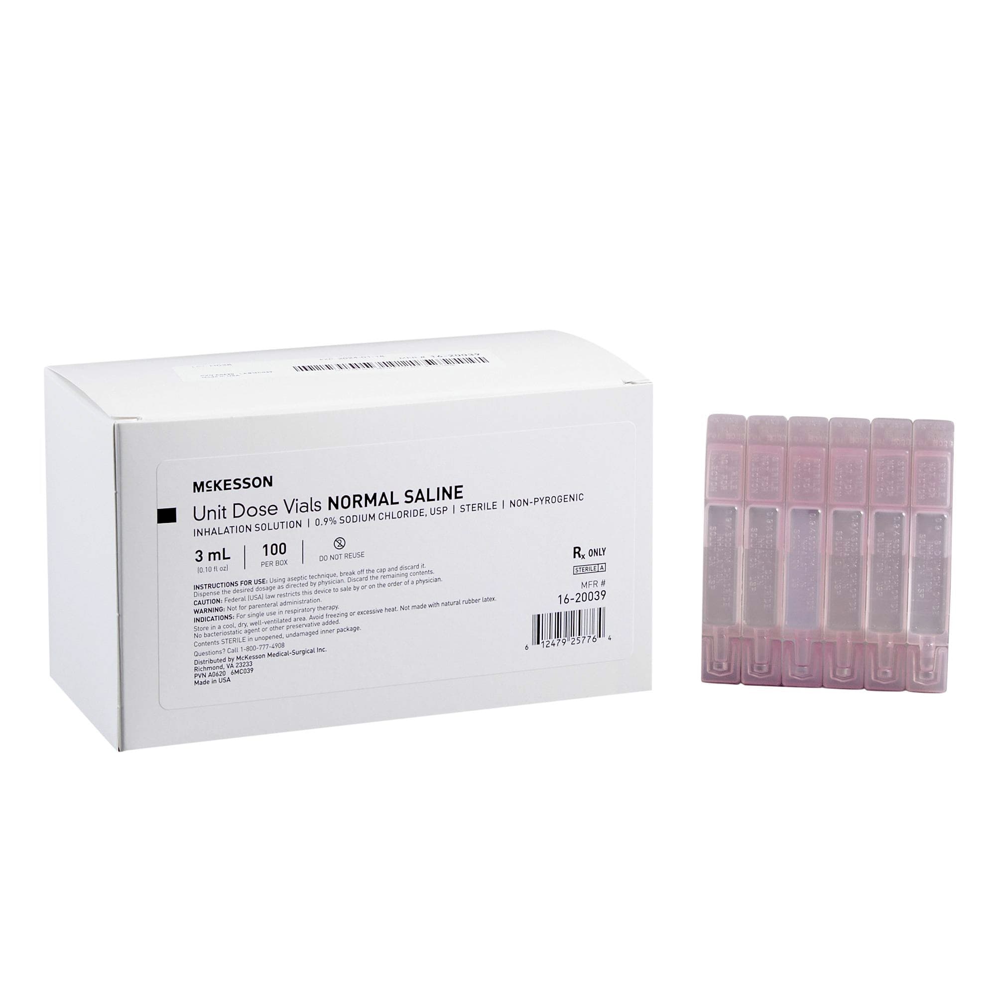 McKesson Normal Saline Unit Dose Vial, 3ml - Box of 100 - Image 1