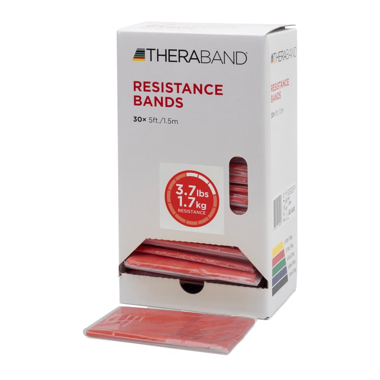 TheraBand Individual Professional Resistance Bands 5 Ft., Medium Red - Box of 30 - Image 1