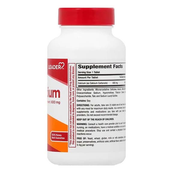 Leader Calcium Supplement Tablets, 600 mg - Bottle of 150 - Image 2