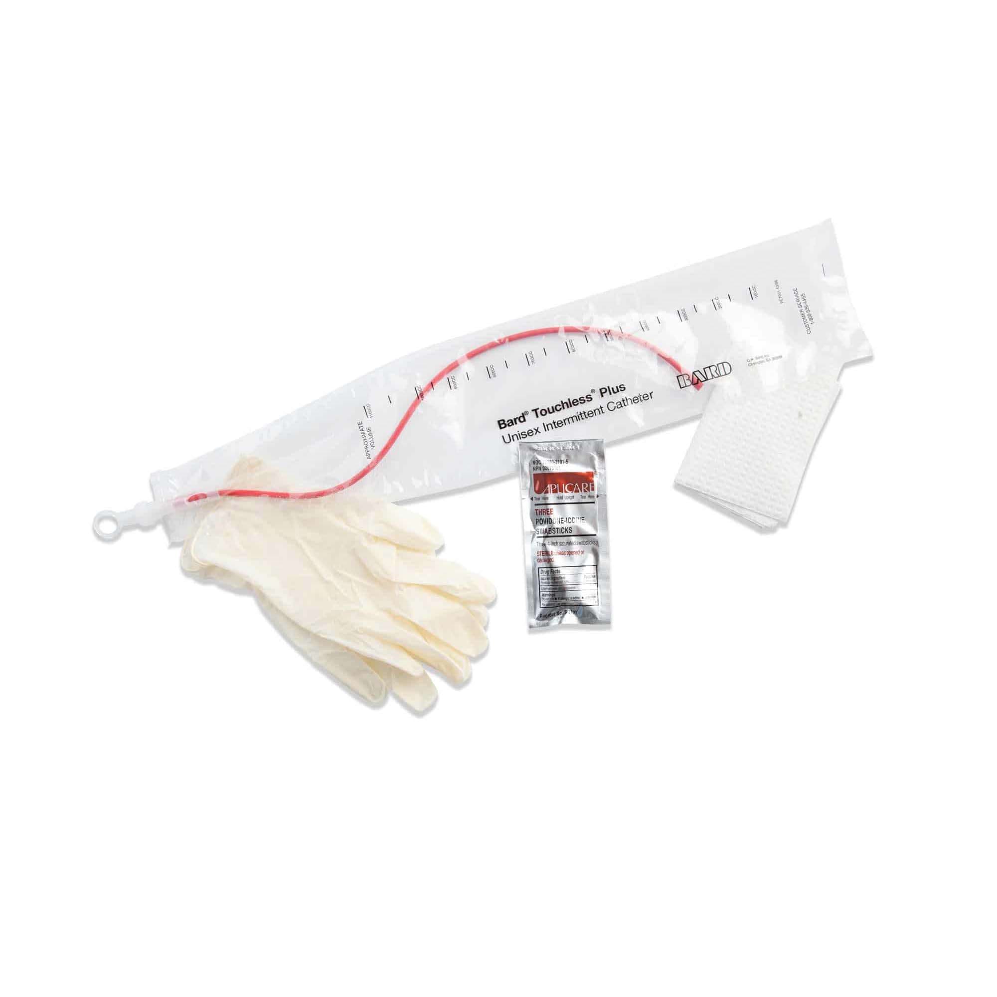 Touchless Plus Red Rubber Closed System Intermittent Catheter Kits, Unisex, 14 Fr - Each - Image 1