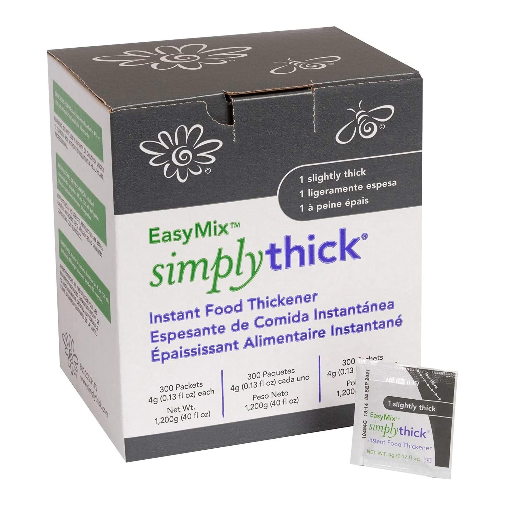 SimplyThick Easy Mix Food and Beverage Thickener, Unflavored, 4 oz - Box of 300 - Image 1