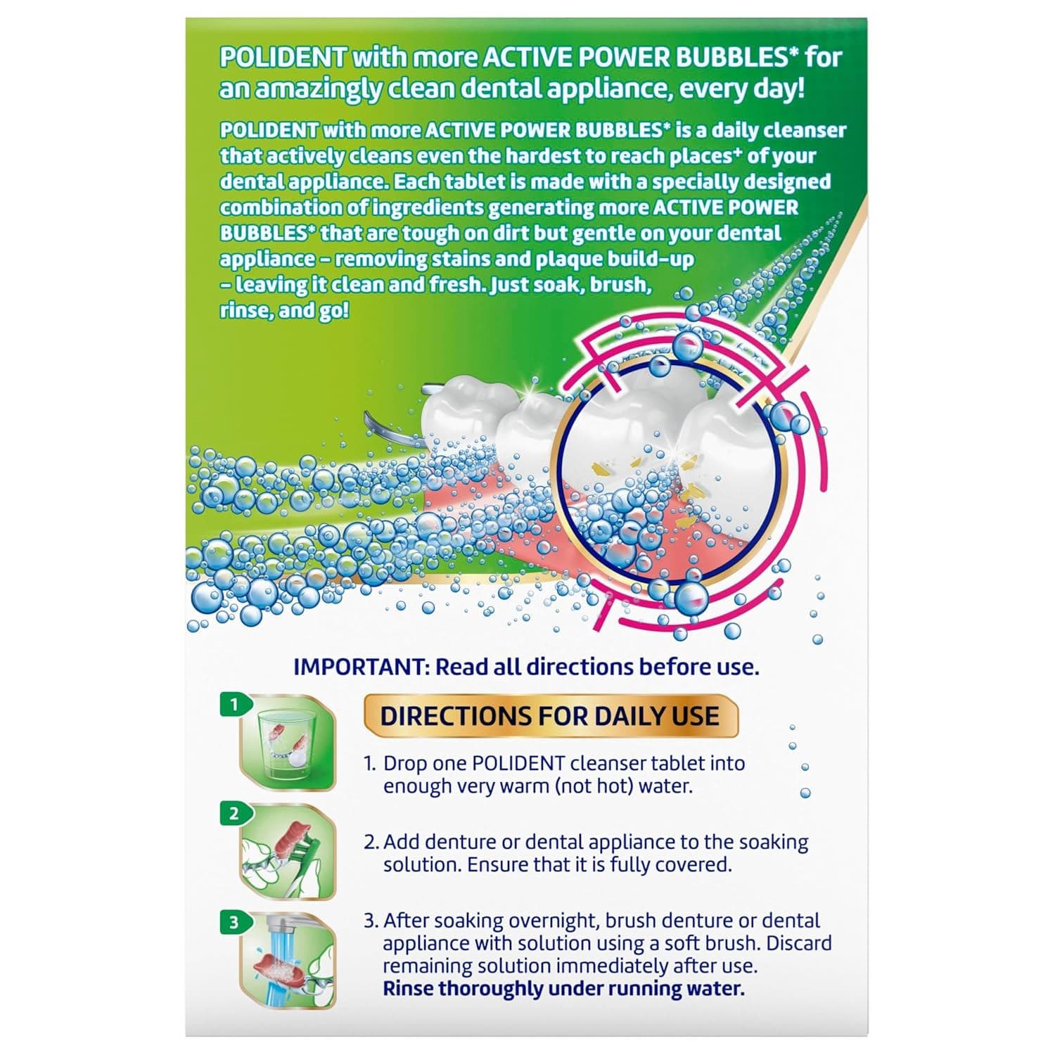 Polident Antibacterial Dental Appliance Cleanser Tablets - Image 3