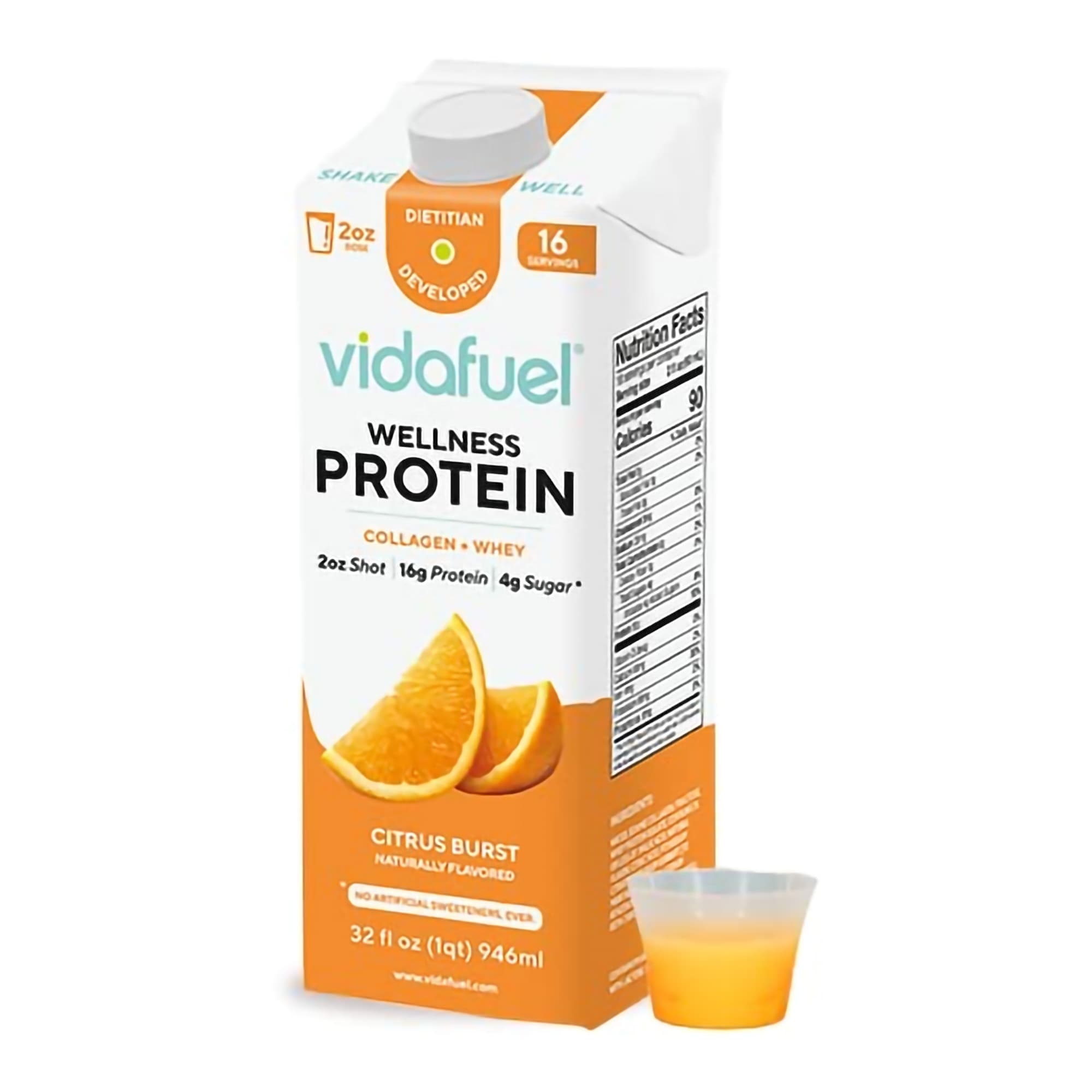 VidaFuel Wellness Protein Drink, Citrus Burst, 32 oz - Case of 6 - Image 1