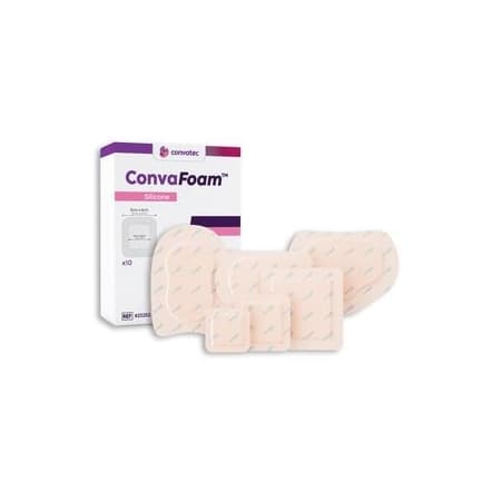 ConvaFoam Adhesive Silicone Hydrofiber Foam Dressing, 8" x 8" - Box of 5 - Image 1