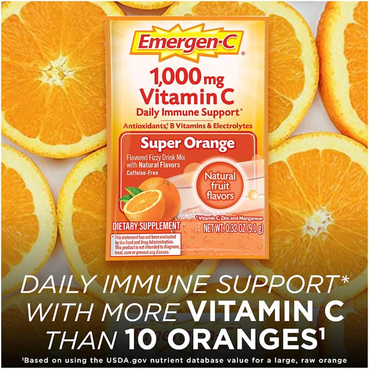 Emergen-C 1000mg Vitamin C Powder, Super Orange, 1000 mg, 30 Count - Each - Image 3