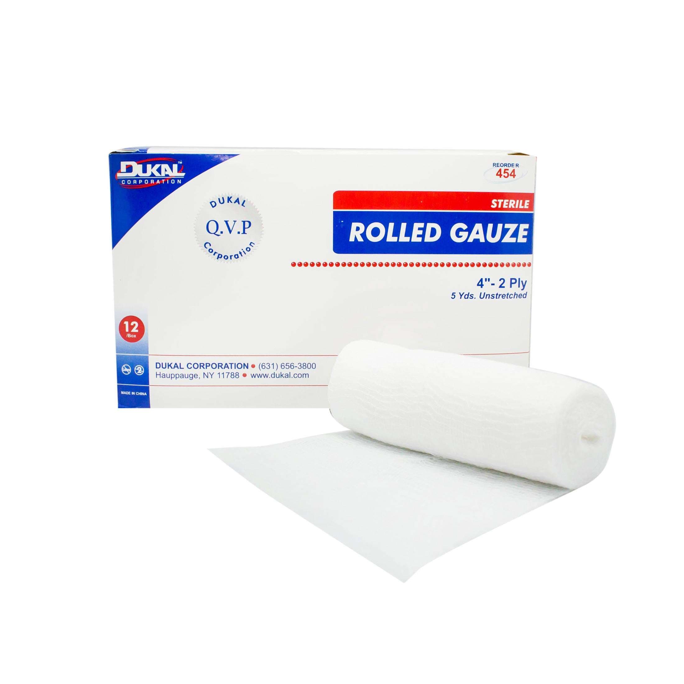 Dukal Cotton 2-Ply Conforming Bandage, 4 Inch 5 Yard, Sterile - Case of 96 - Image 1