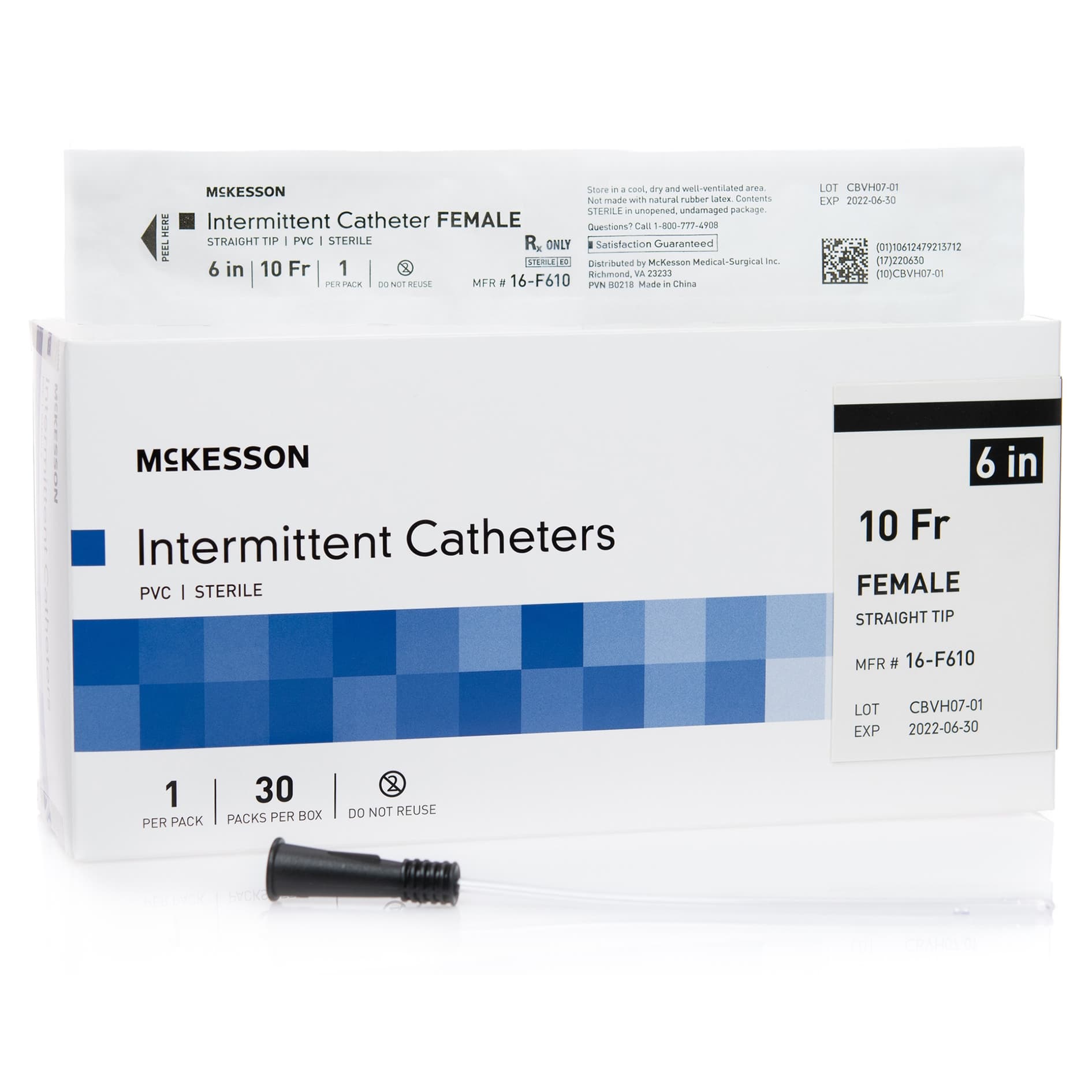 McKesson Uncoated PVC Urethral Catheter, Female, 10 Fr, 6 Inch - Case of 300 - Image 1
